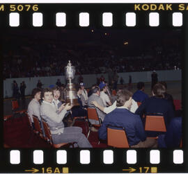Hockey, Kitchener Rangers, presentation at Kitchener Memorial Auditorium, after game in Windsor