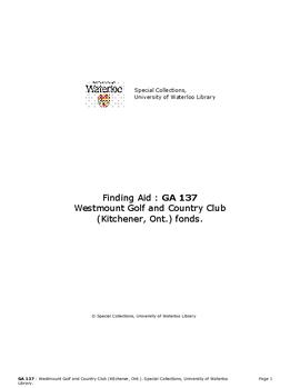 Westmount Golf and Country Club (Kitchener, Ont.) fonds.