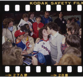 Hockey, Kitchener Rangers, presentation at Kitchener Memorial Auditorium, after game in Windsor