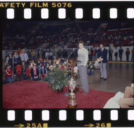 Hockey, Kitchener Rangers, presentation at Kitchener Memorial Auditorium, after game in Windsor