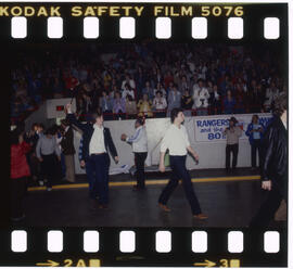 Hockey, Kitchener Rangers, presentation at Kitchener Memorial Auditorium, after game in Windsor