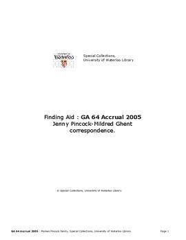 Maines Pincock family fonds : Accrual 2005